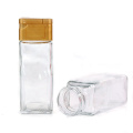 Food grade 100ml clear square glass spice pepper shaker bottle with plastic lid